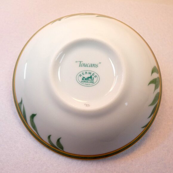 Hermes "Toucans" Soy Sauce Dish  3 Available Limoges Porcelain Tableware - Picture 6 of 7